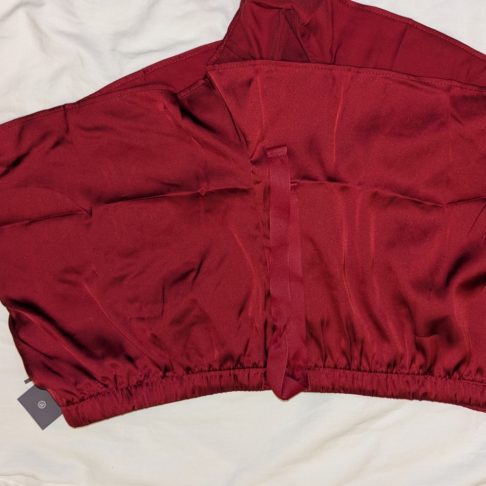 Elegant Red Satin Crop Top